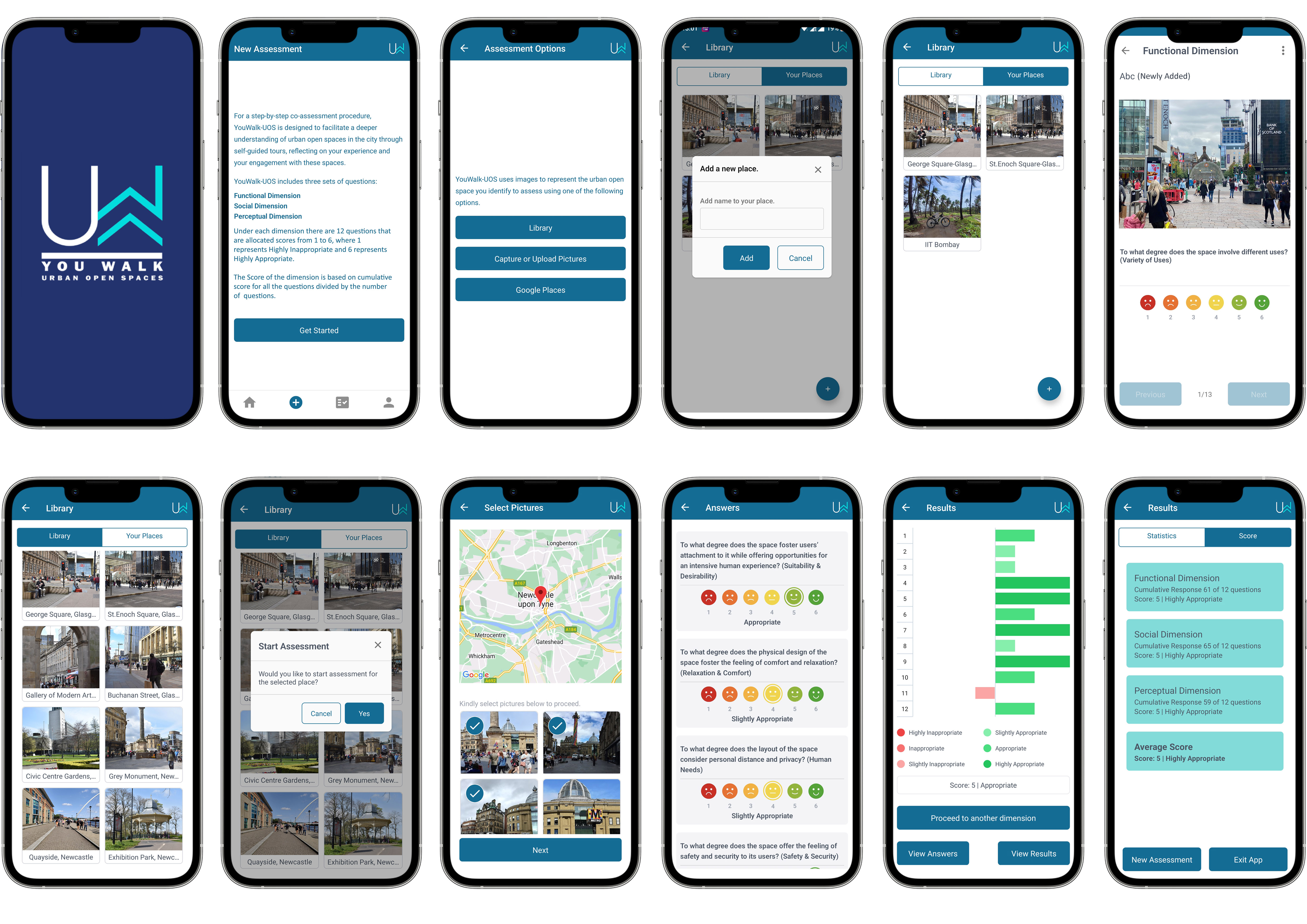 Screen views of YouWalk-UOS mobile application