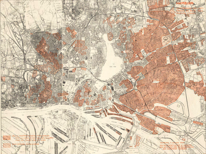 “Hamburg. Zerstörungen des Luftkrieges bis Ende 1943” [“Hamburg.  Air raid destructions until the end of 1943“], Konstanty Gutschow. Staatsarchiv Hamburg, 720-1/388-74_413.