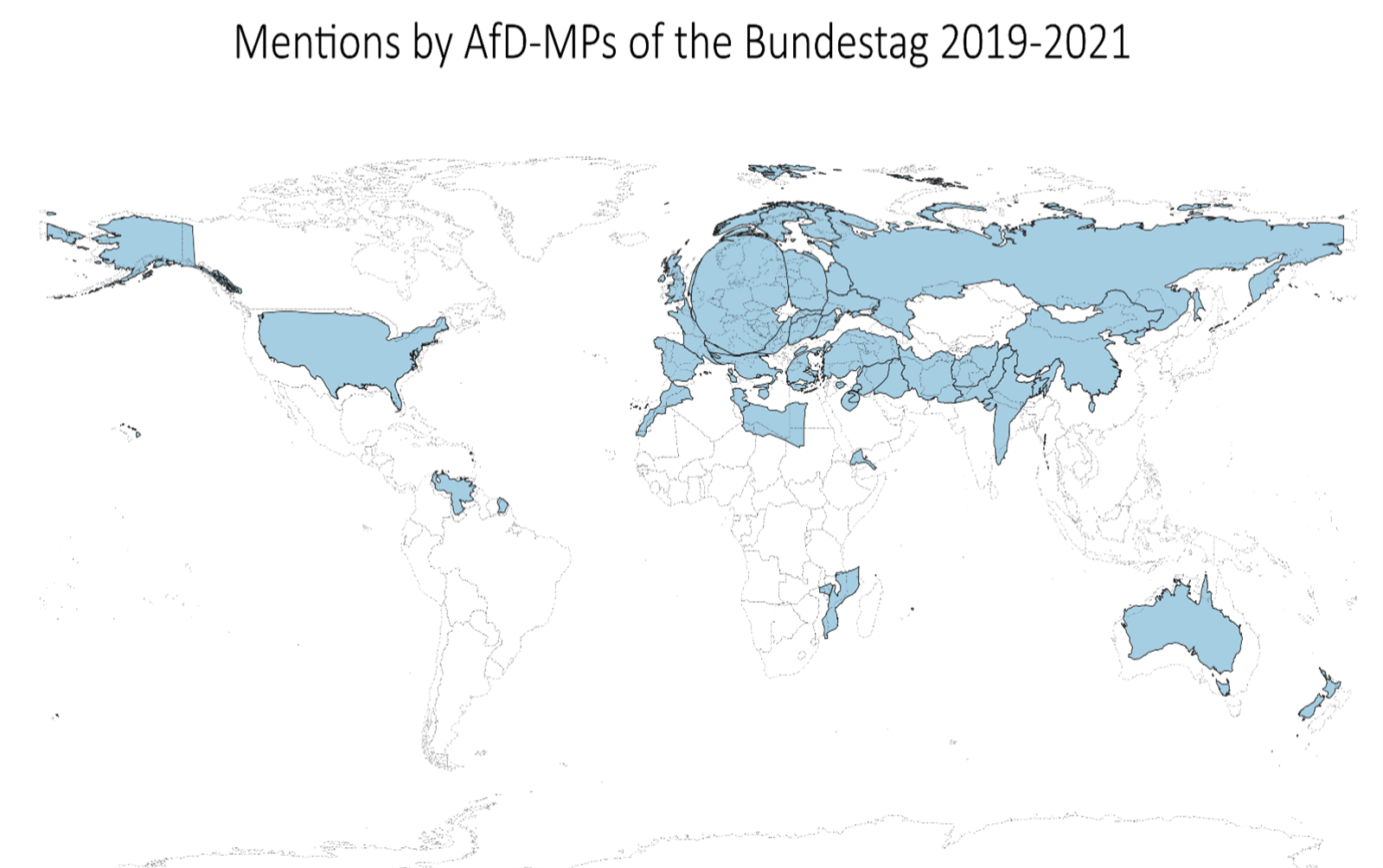Cartogram distorted according to the toponym’s frequency in the AfD corpus. Note. Author’s own illustration